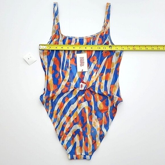 NWT SOLID  STRIPED Luela Leopard Zebra Blue Orange Print Mesh Swimsuit Sz M - Picture 11 of 14